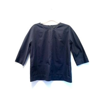 COS NAVY COTTON POPLIN FABRIC BLOUSE